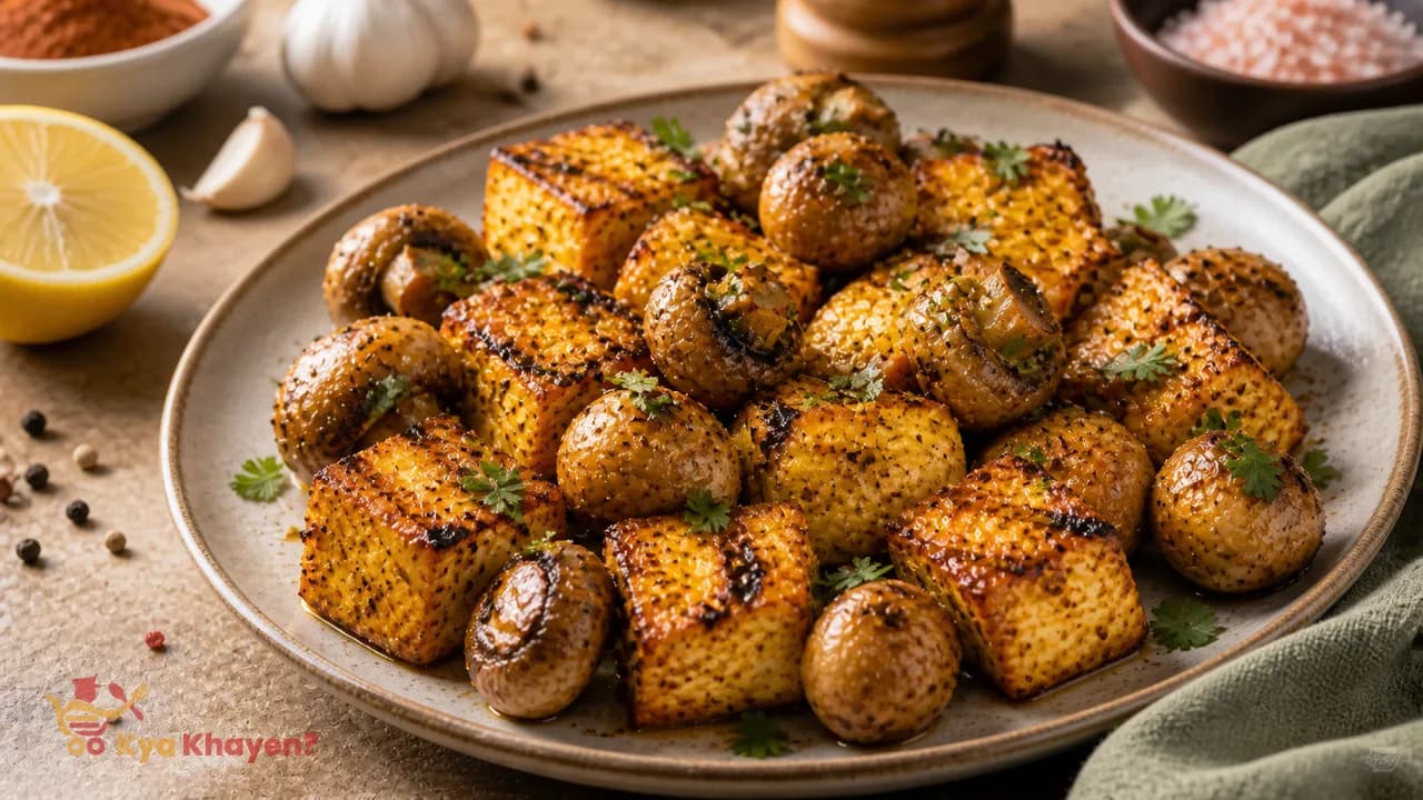 Grilled Paneer and Mushrooms