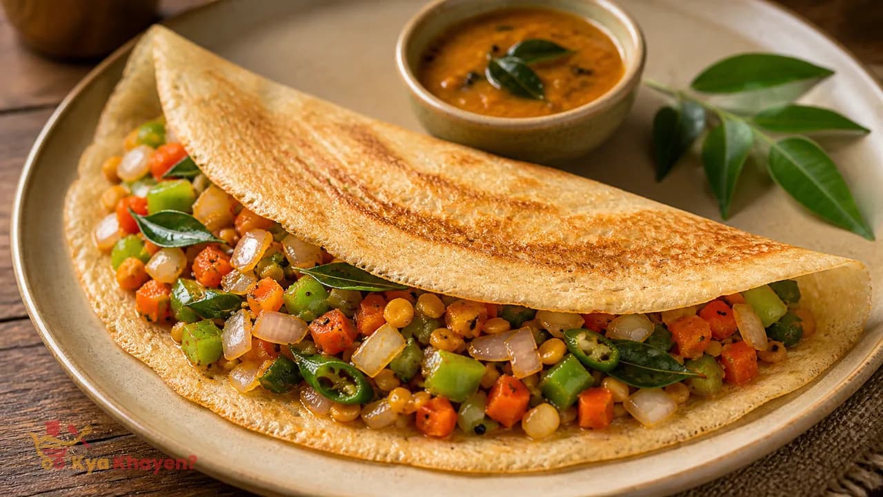 Dosa with Mix Vegetable Filling