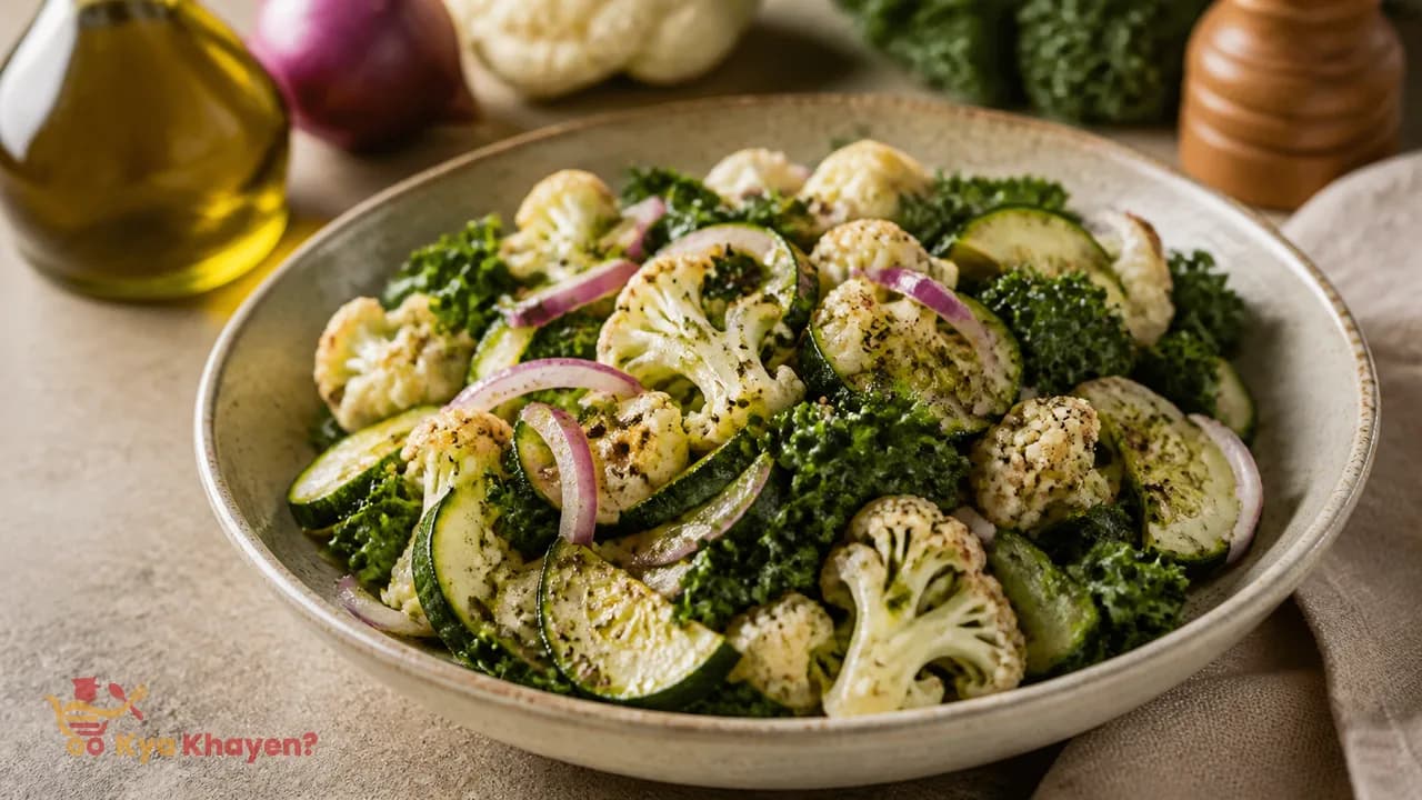 Green Salad (Cauliflower, Onions, Zucchini, Kale) (Use Olive Oil)