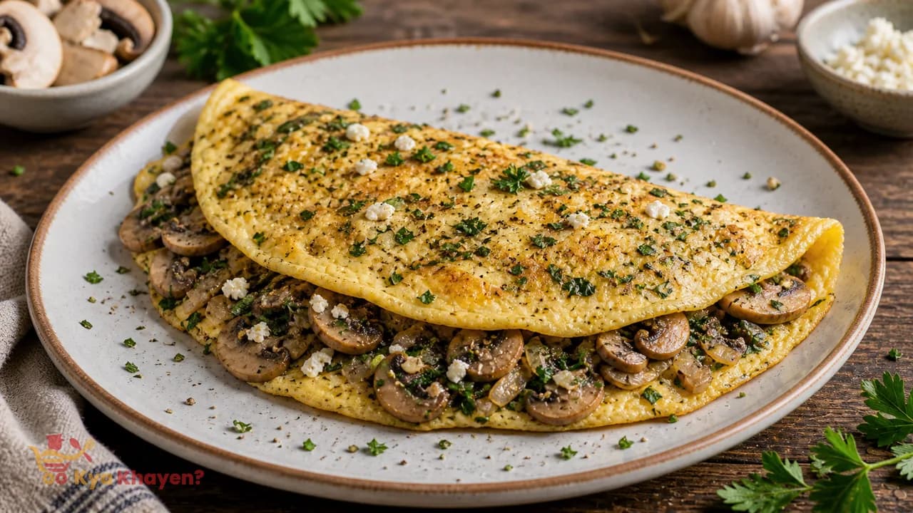 Mushroom Omelette with Mix Herbs