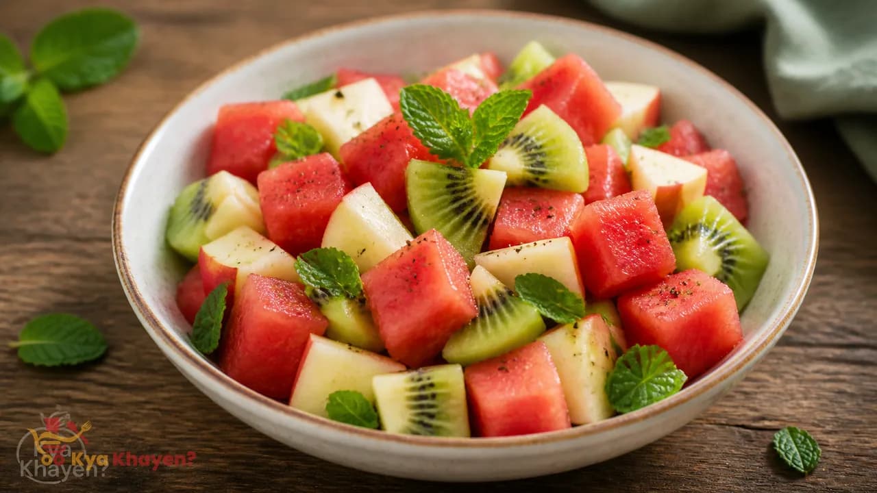 Fruit Salad (Watermelon, Kiwi, Apple and Mint)