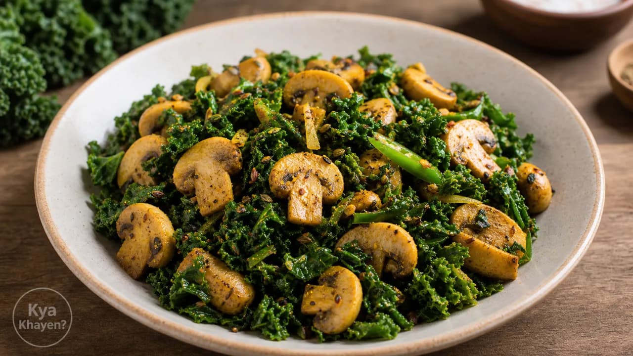 Stir Fried Mushrooms and Kale