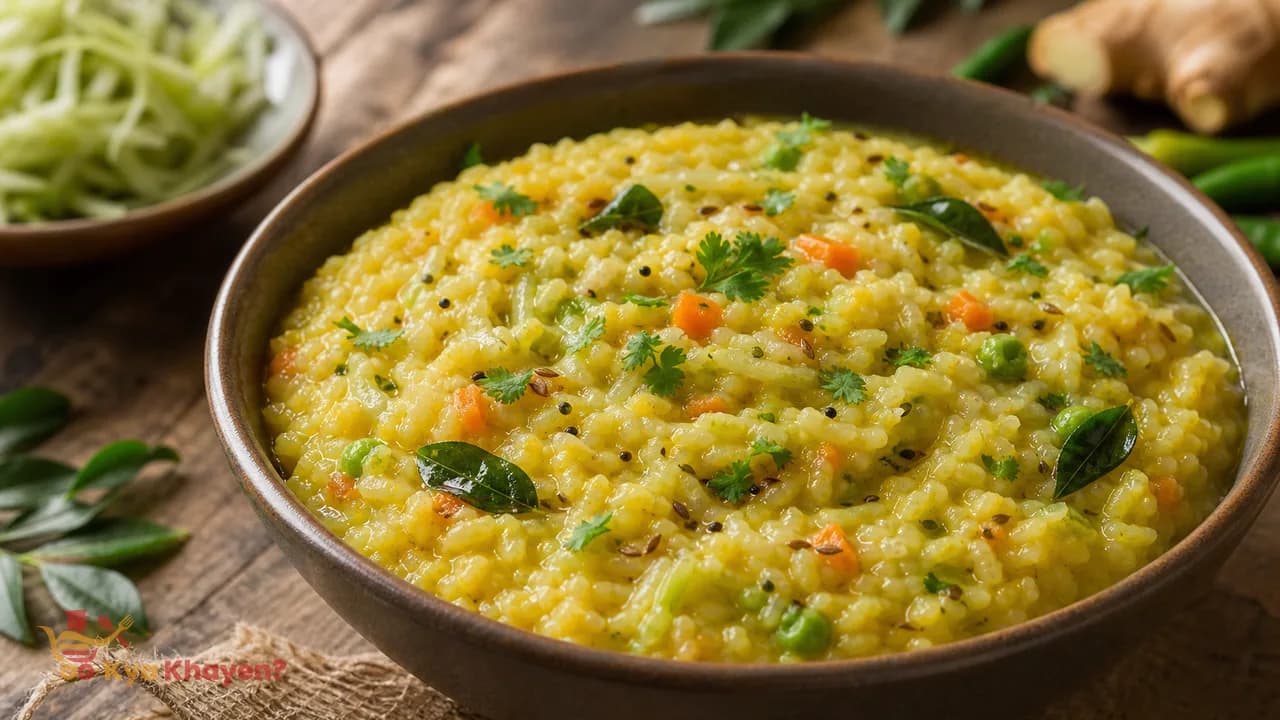 Moong Dal Khichadi with Grated Bottle Gourd