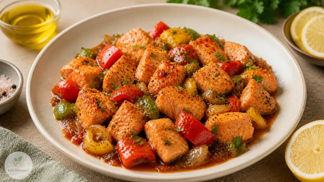 Stir Fry Salmon with Sauce