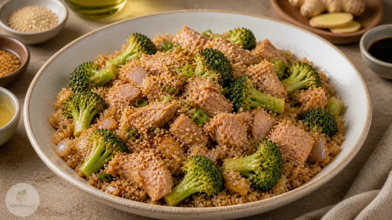 One Pan Sesame Ginger Tuna & Broccoli