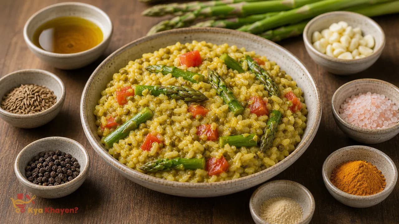 Asparagus Khichdi with Green Moong Dal