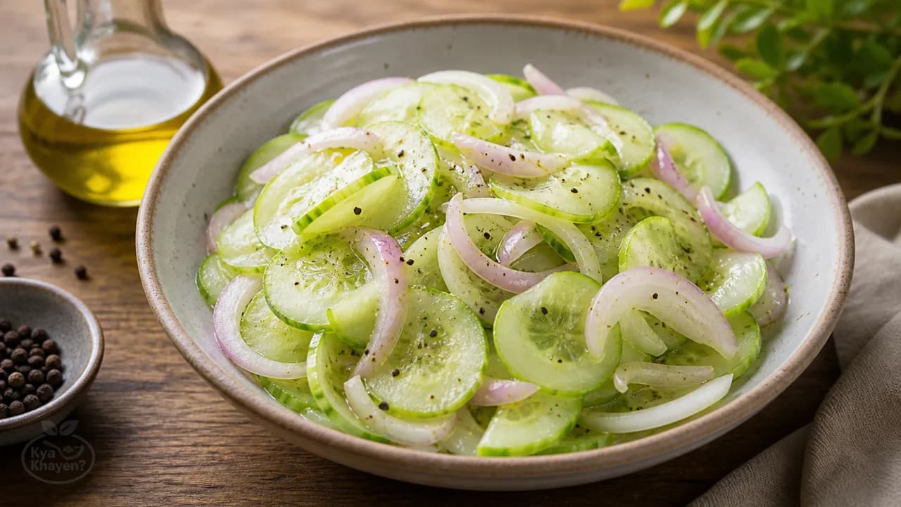 Steamed Cucumber-Onion Salad with Olive Oil Dressing