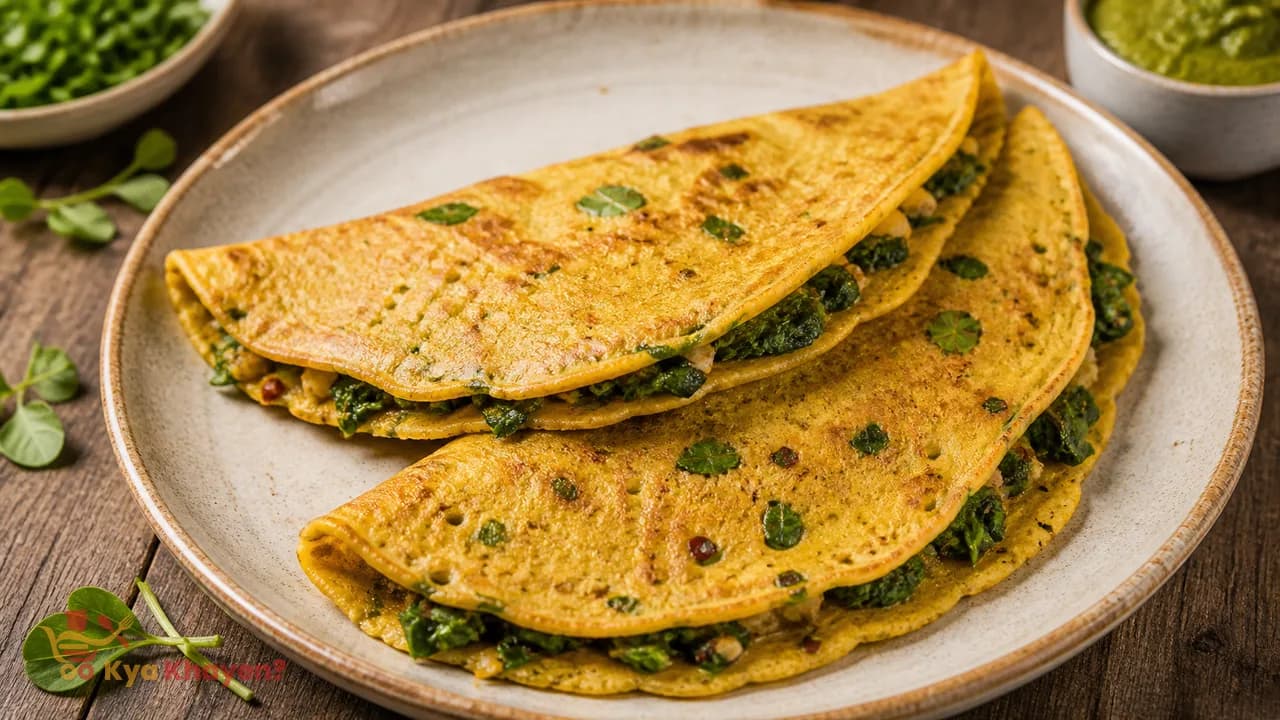 Methi Stuffed Besan Cheela