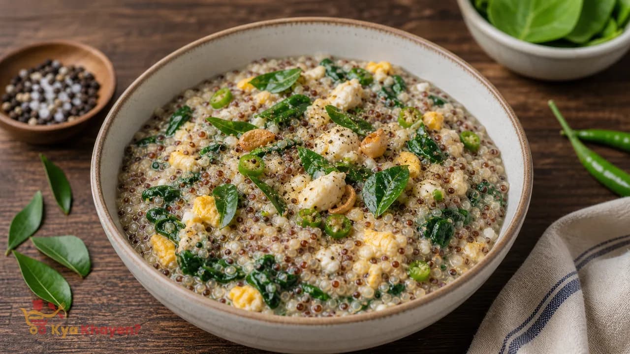 Quinoa Porridge with Egg and Greens