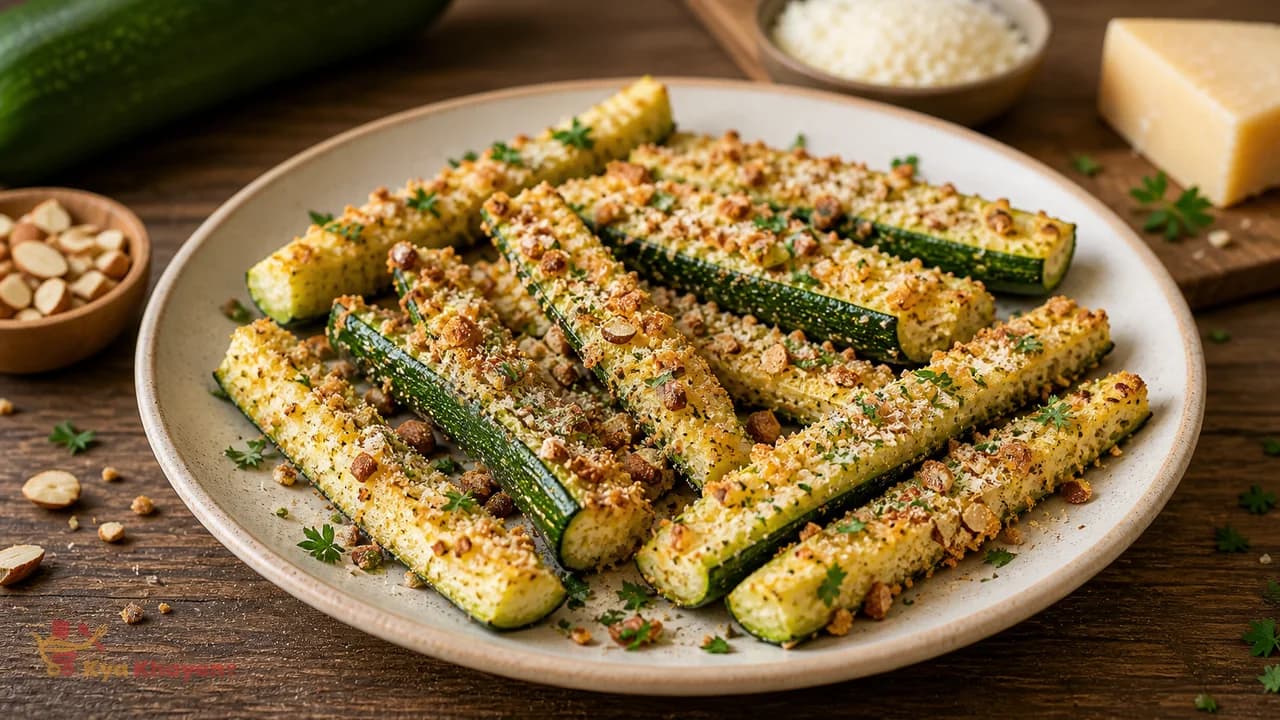 Almond-Crusted Baked Zucchini with Parmesan