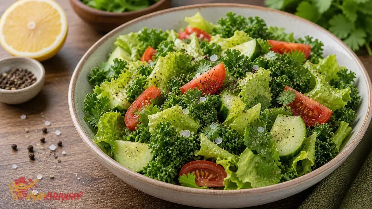 Lettuce-Kale Salad (Prepare the Meal in Rock Salt and Black Pepper)