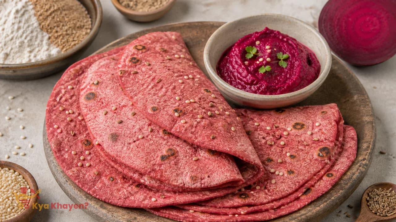 Beetroot-Ajwain Wheat Bran Chapati (50% Wheat Bran, 50% Wheat Flour)