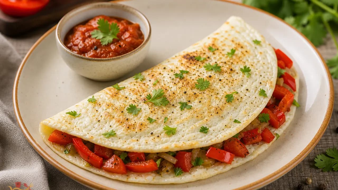 2 Egg Whites Omelette Stuffed with Bell Peppers