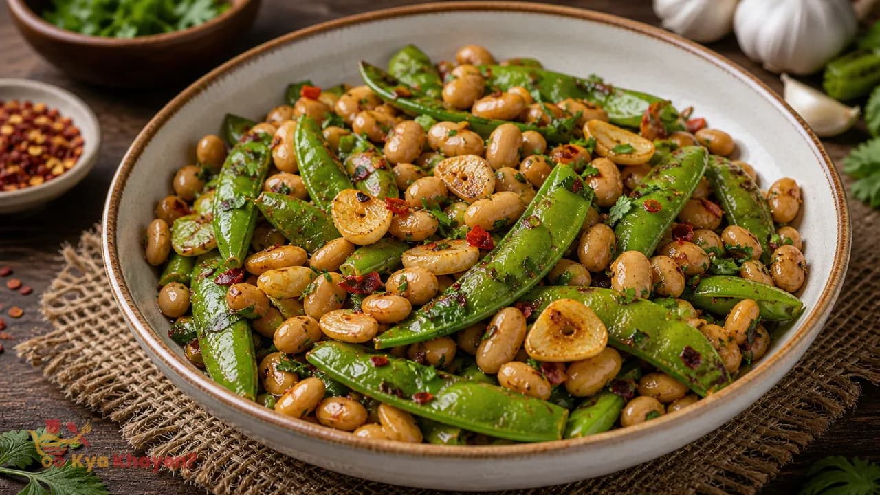 Spicy Garlic Soya Bean Snap Peas