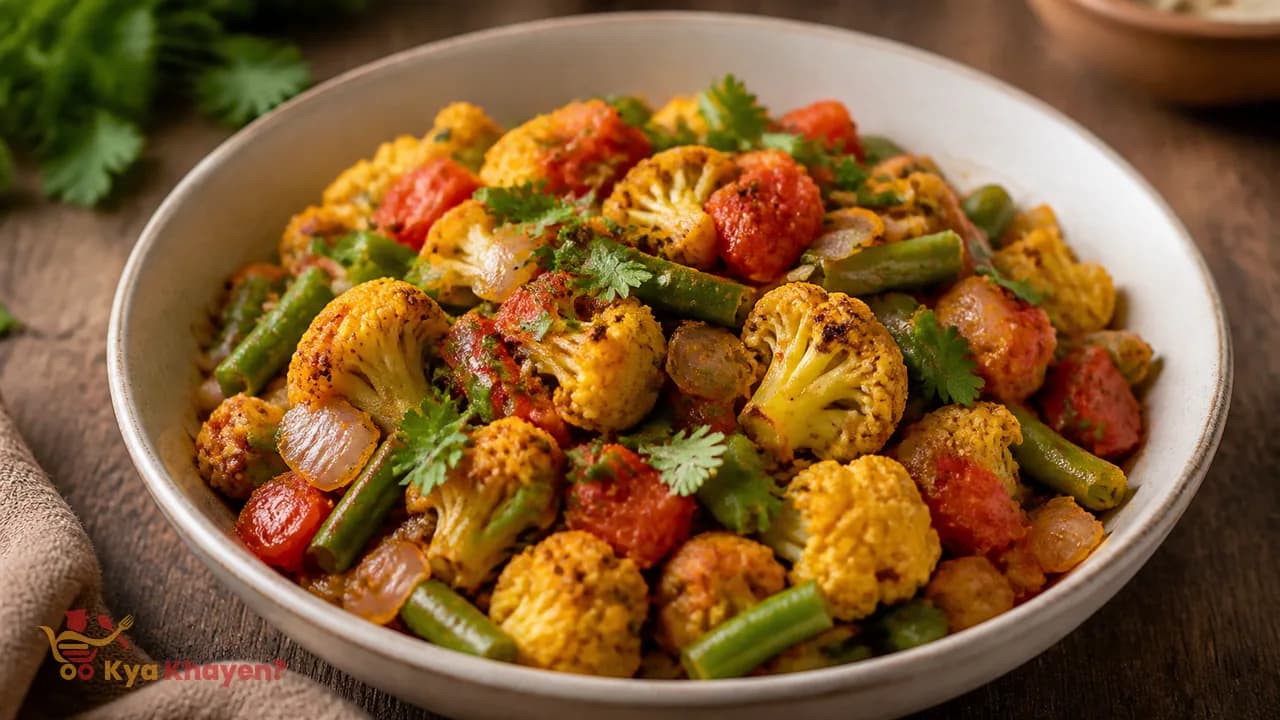 Saute Cauliflower, Beans, Onions, Tomatoes