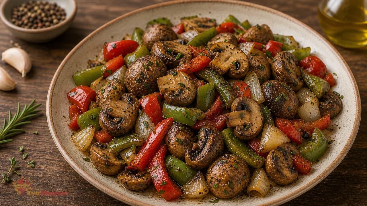 Baked Mushrooms with Bell Peppers