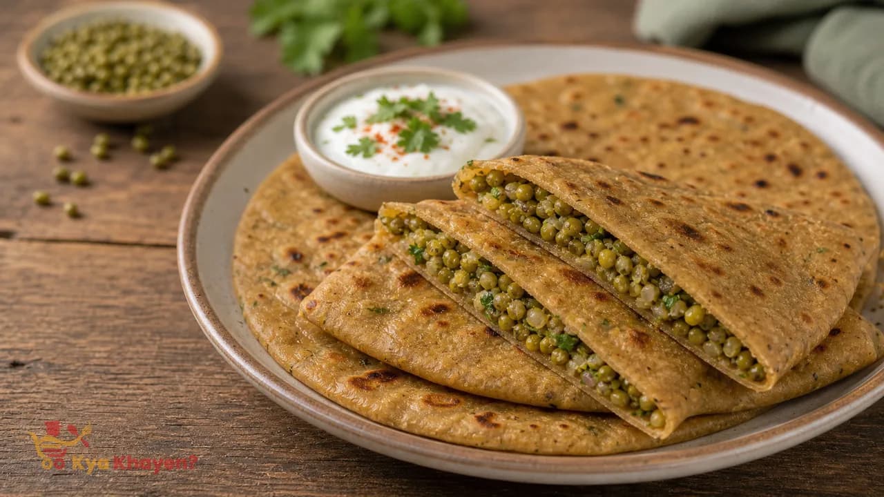Wheat Bran Chapati Stuffed with Boiled Green Moong Dal (30% Wheat Bran, 70% Wheat Flour)