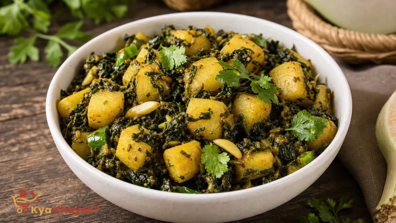 Aloo with Knol Leaves