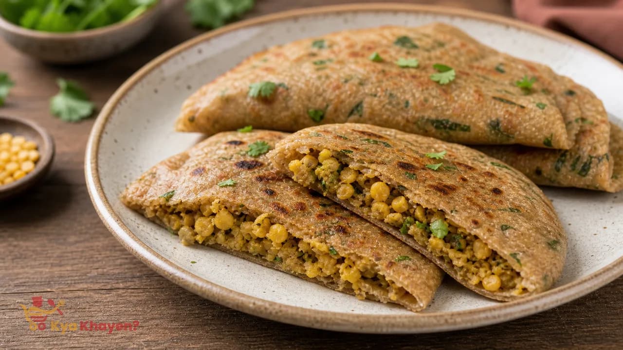 Wheat Bran Chapati Stuffed with Boiled Chana Dal (30% Wheat Bran, 70% Wheat Flour)