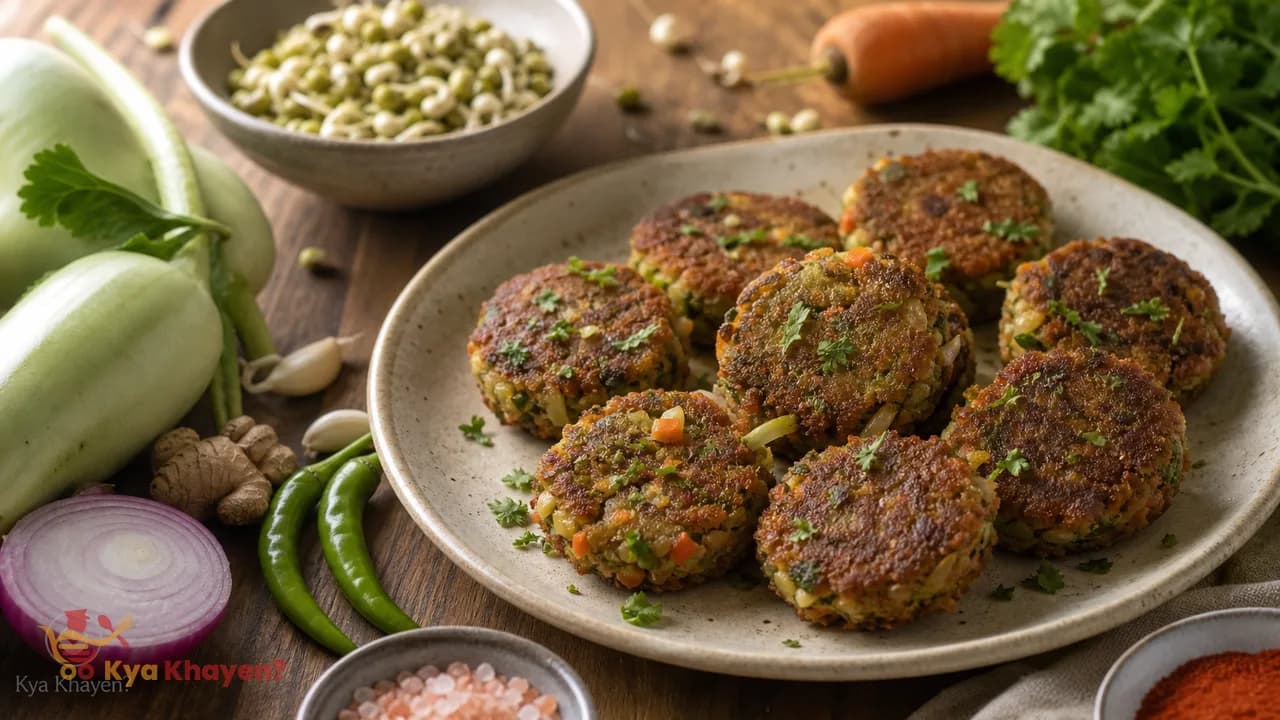 Ghiya and Green Moong Sprouts Cutlets