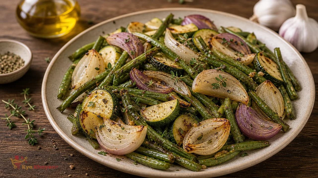 Baked Onions-Zucchini and Beans