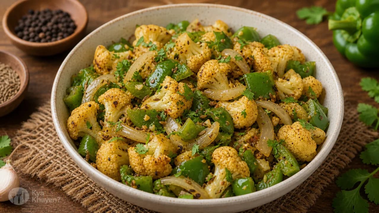 Saute Capsicum, Onion and Cauliflower