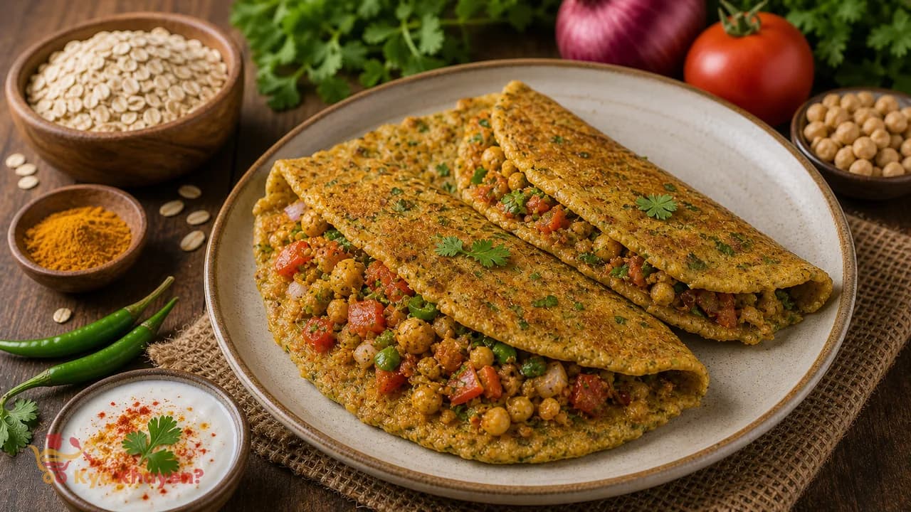 Vegetable Stuffed Oats Cheela