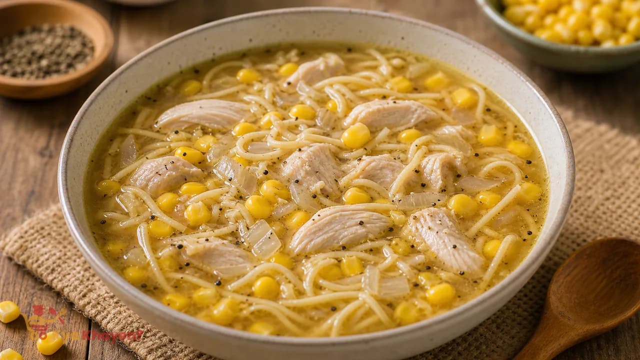 Chicken and Corn Noodles Soup