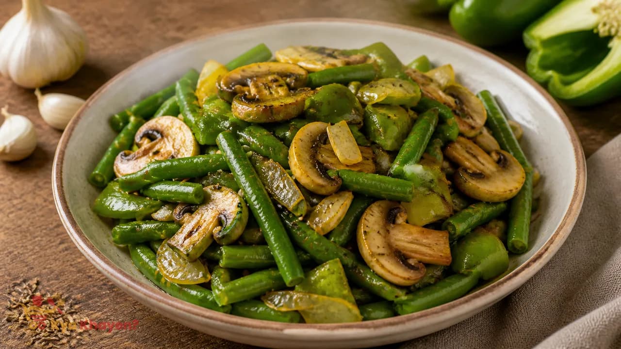 Saute Beans, Capsicum, Mushrooms