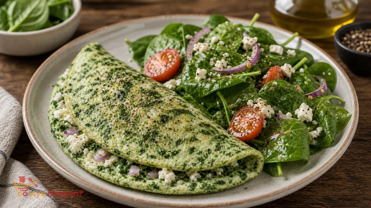 Green Omelet with Spinach Salad