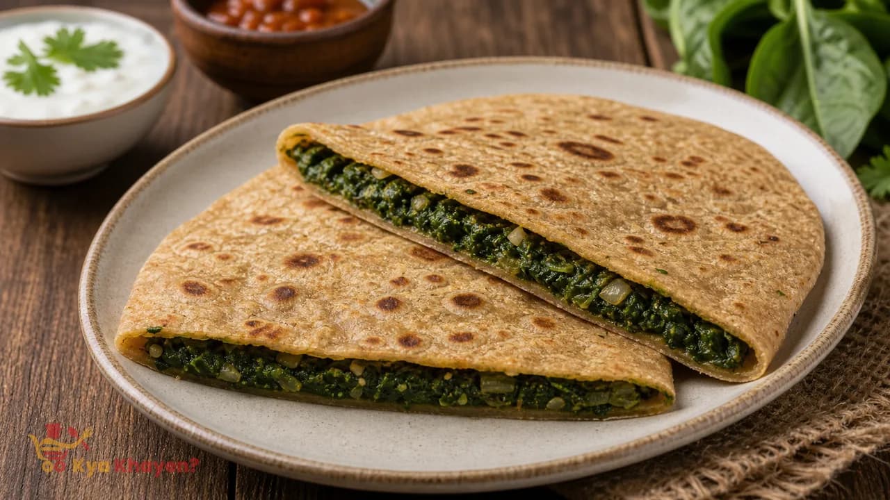Spinach Stuffed Oat Bran Chapati (30% Oat Bran, 70% Wheat Flour)