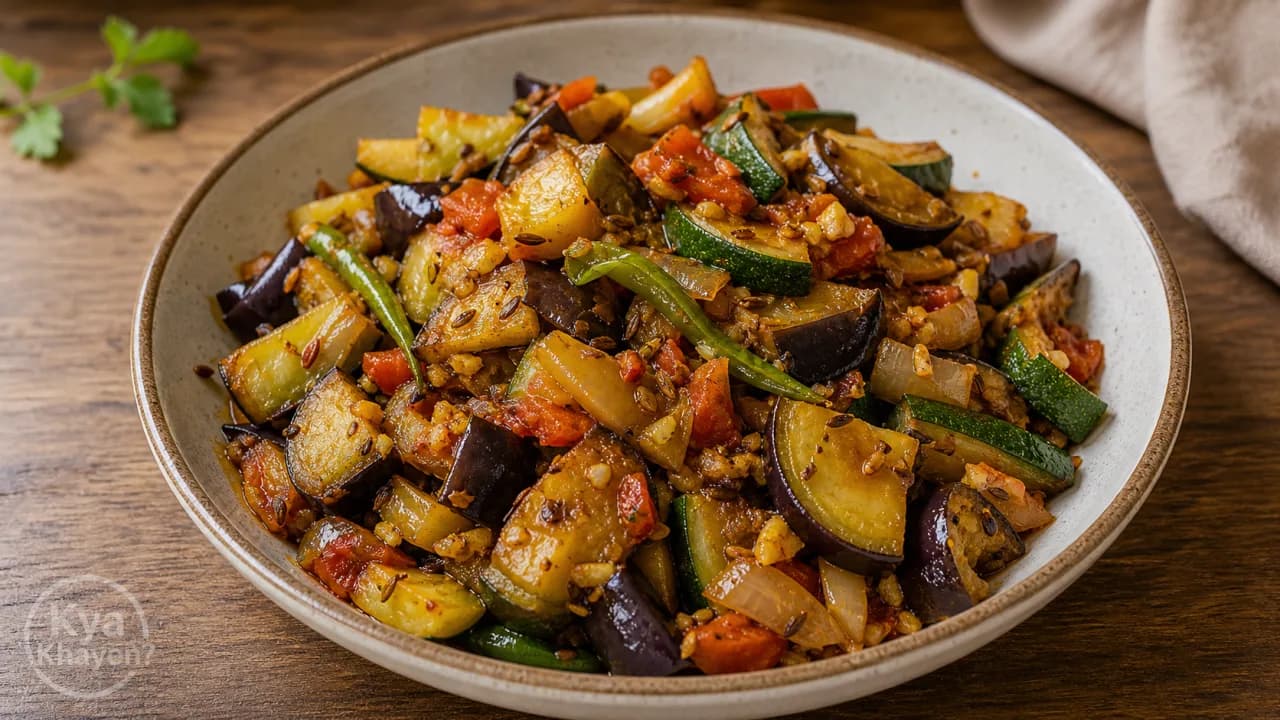 Stir Fried Brinjal and Zucchini