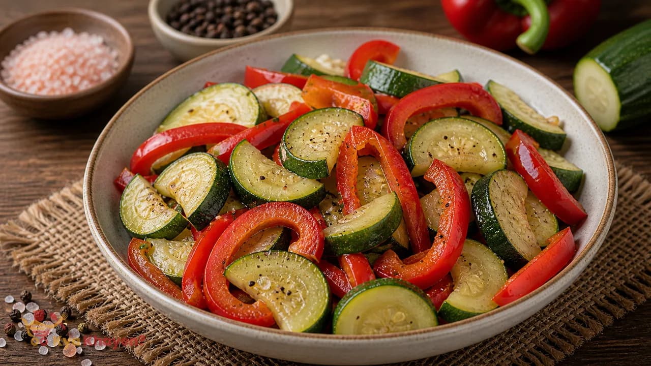 Steamed Bell Pepper and Zucchini Salad