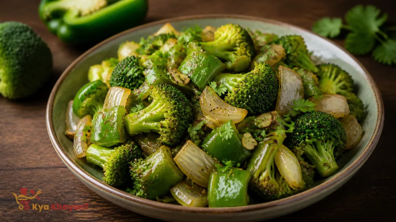 Saute Capsicum Onion and Broccoli
