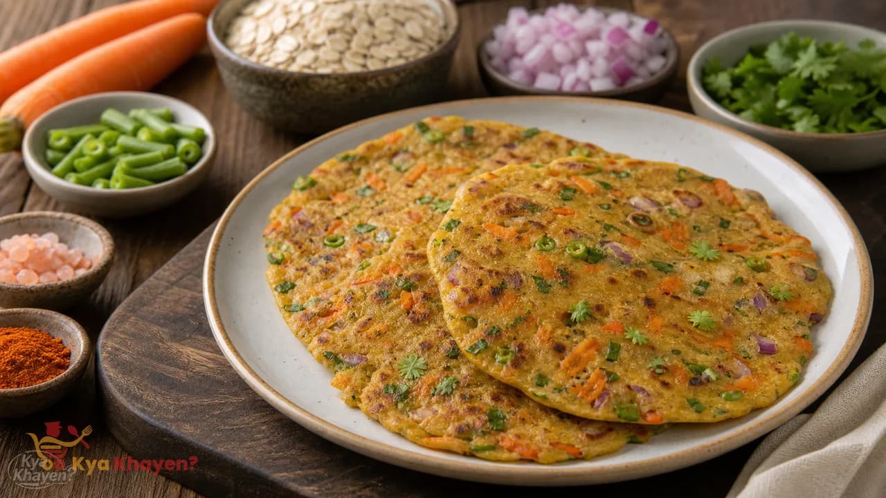 Oat Cheela (Add Chopped Onion, Beans, Carrot)