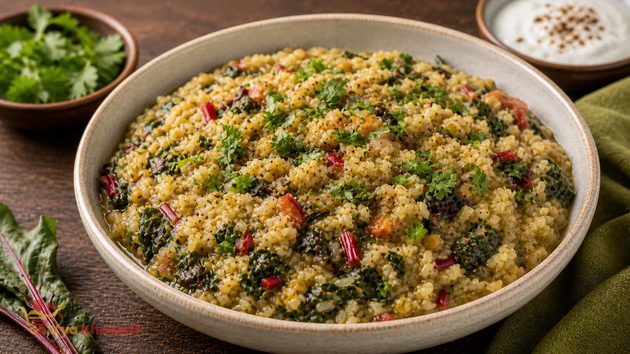 Brown Rice Khichadi with Beet Leaves