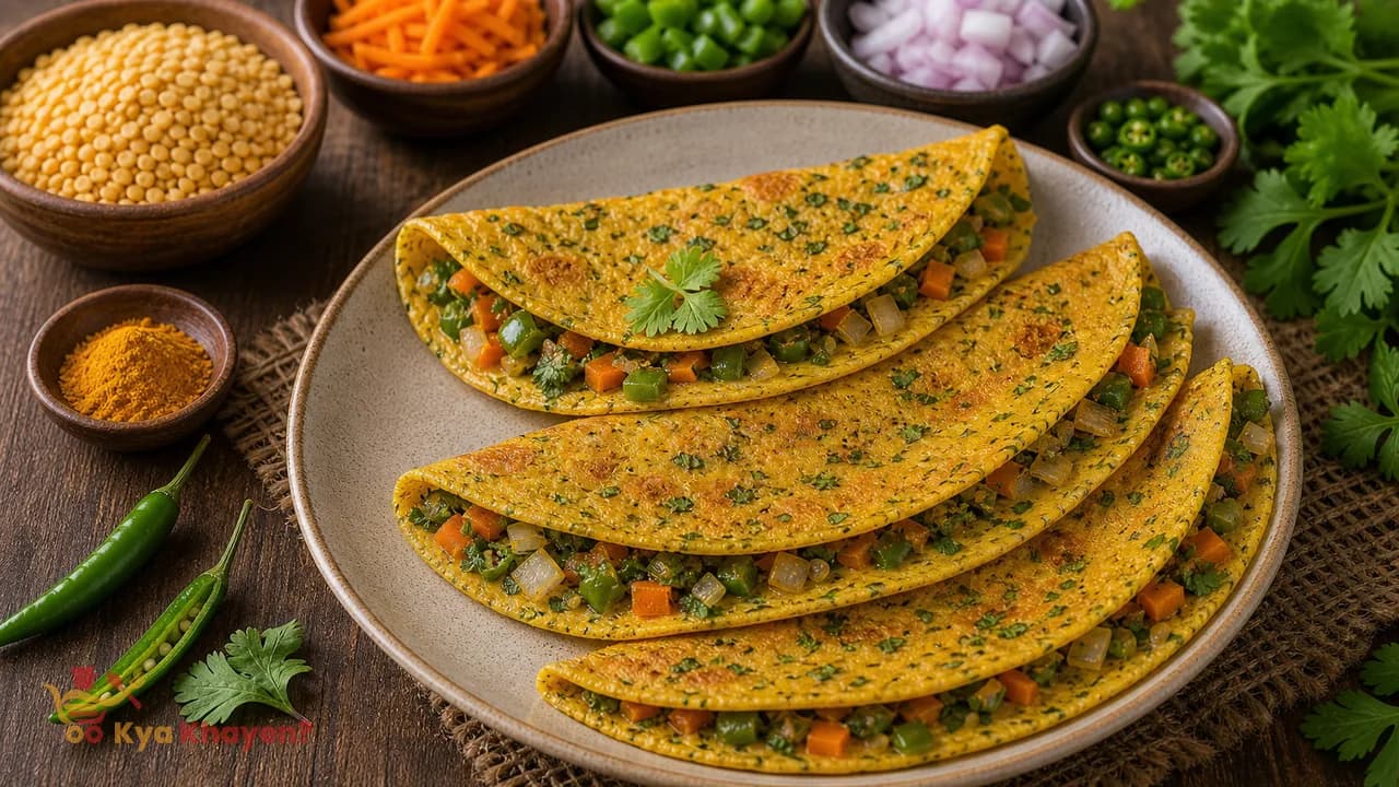 Yellow Moong Dal Cheela with Vegetables