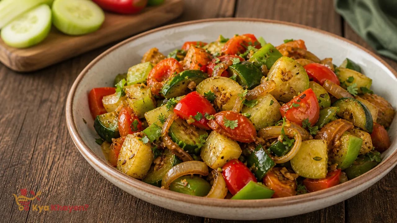 Stir Fry Vegetables (Tinda, Cucumber, Capsicum, Red Bell Pepper)