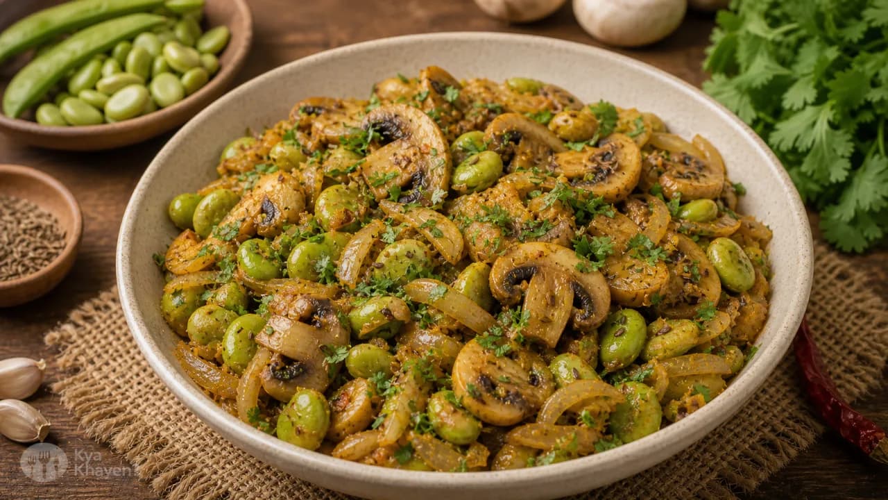 Saute Vegetables (Onion, Mushrooms and Broad Beans)