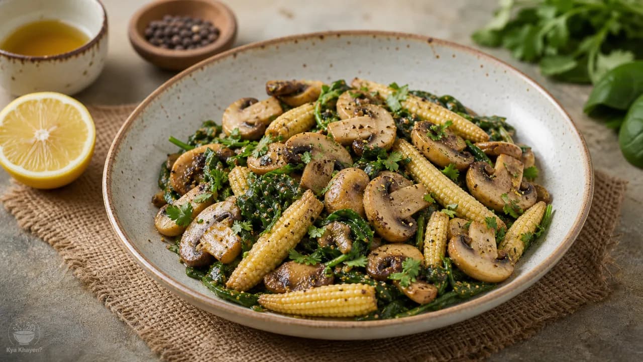 Stir Fry Mushrooms with Baby Corn