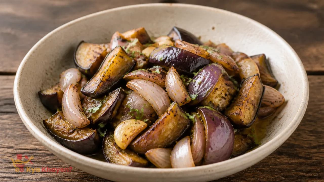 Saute Brinjals and Onions