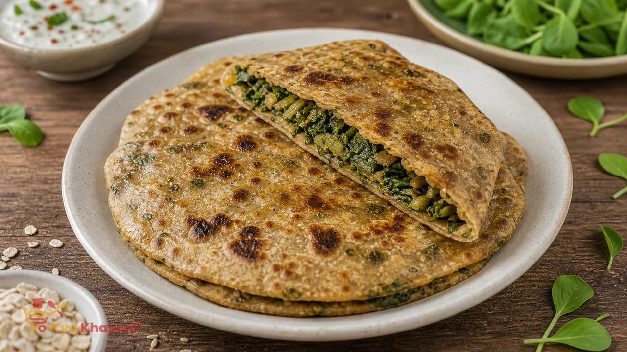 Multi-Grain Chapati Stuffed with Methi (Oatmeal + Whole Wheat Flour + Barley)