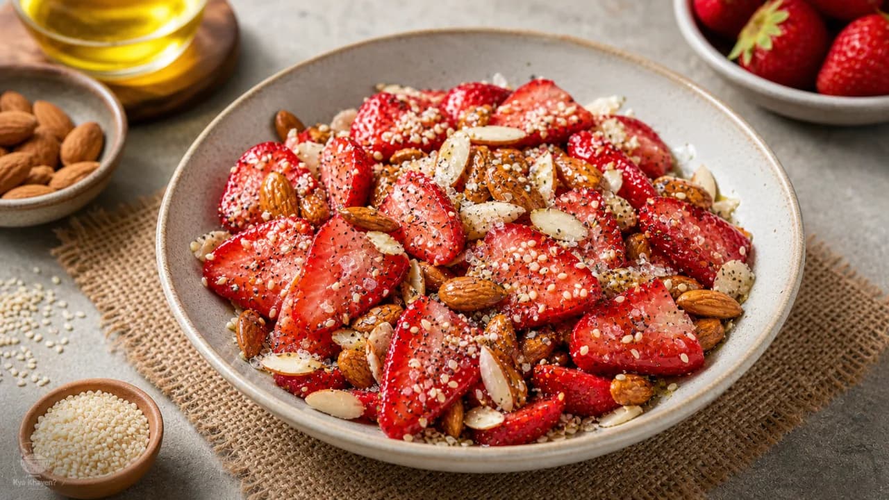 Strawberry and Almond Salad with Sesame Seeds