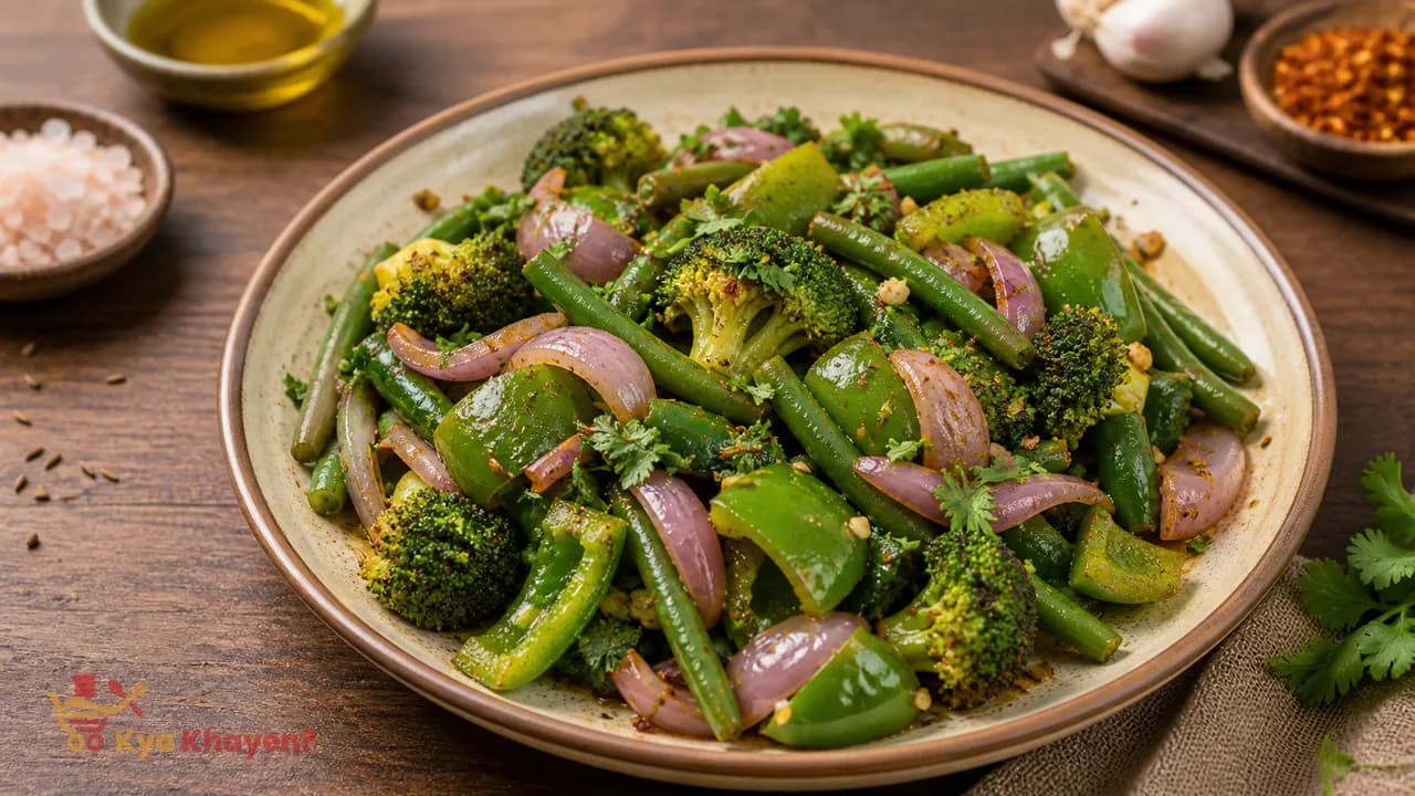 Saute Vegetables (Beans, Onion, Capsicum and Broccoli)