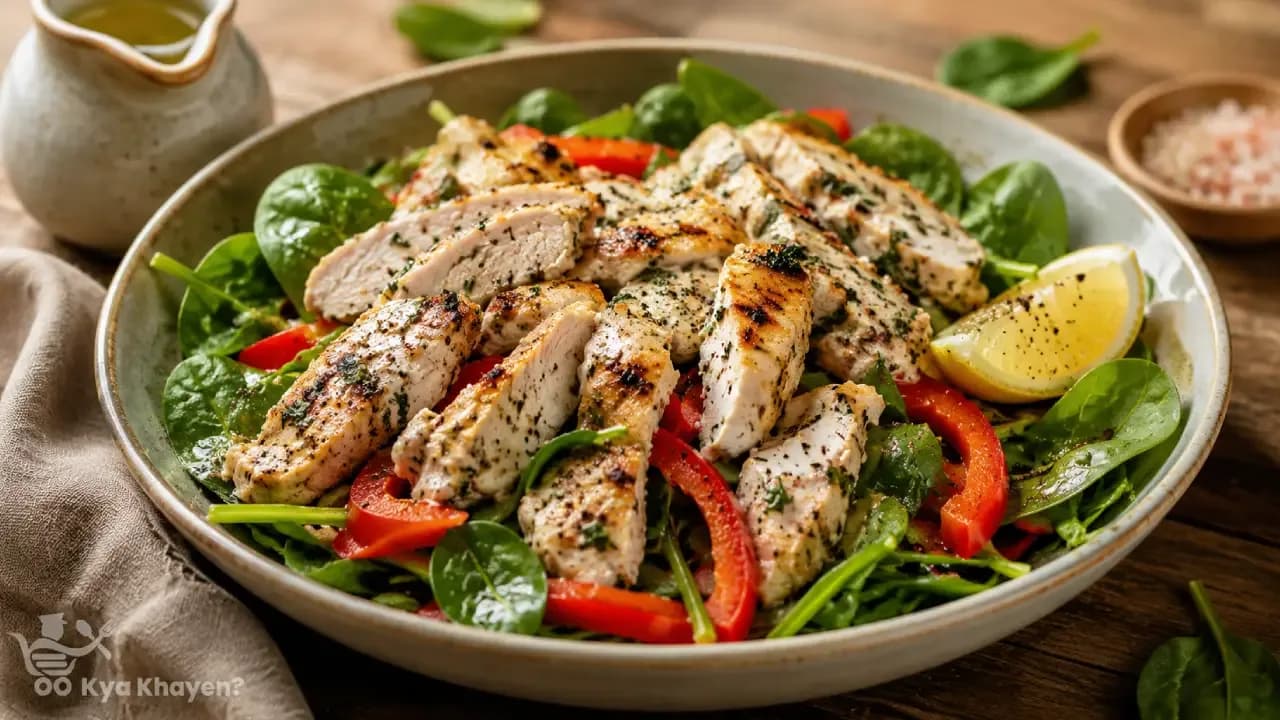 Grilled Yogurt Coated Chicken Bell Pepper Salad