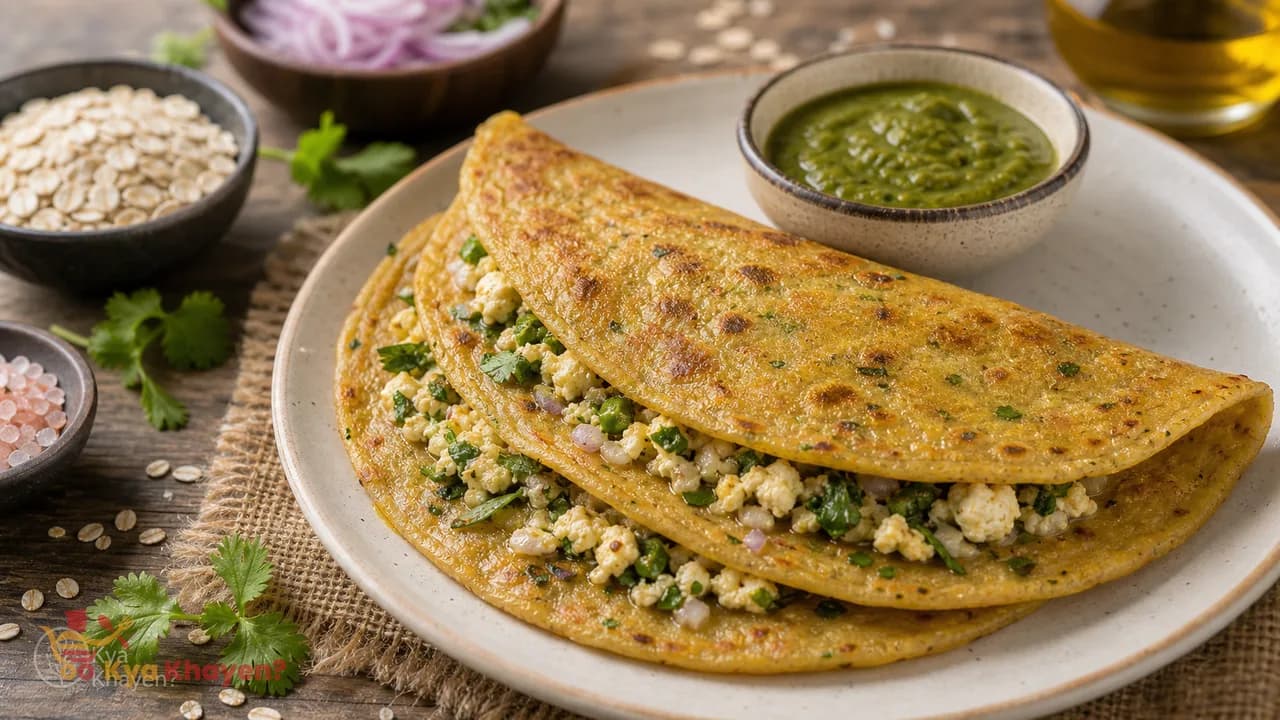 Oats Cheela Stuffed with Paneer