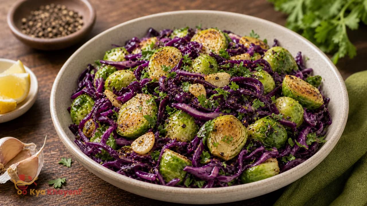 Brussels Sprouts with Purple Cabbage
