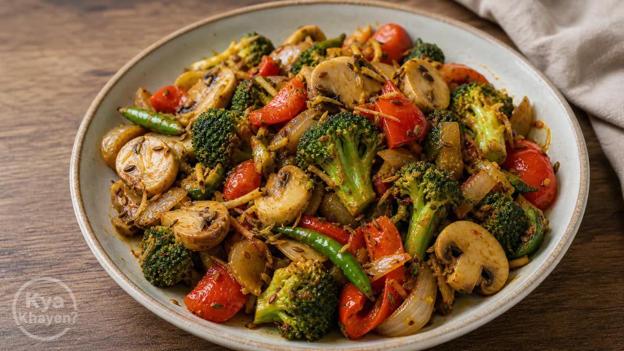 Stir Fried Broccoli, Mushroom and Bell Peppers