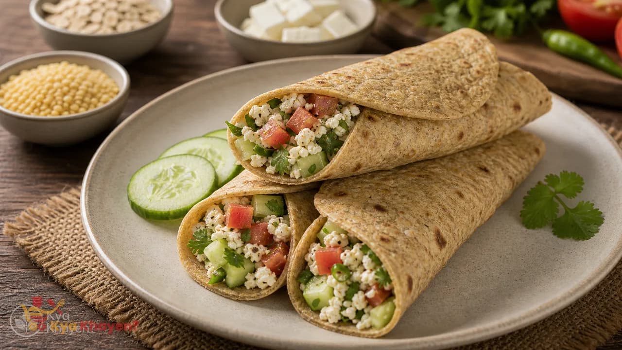 Oats Wrap with Cucumber and Mashed Paneer