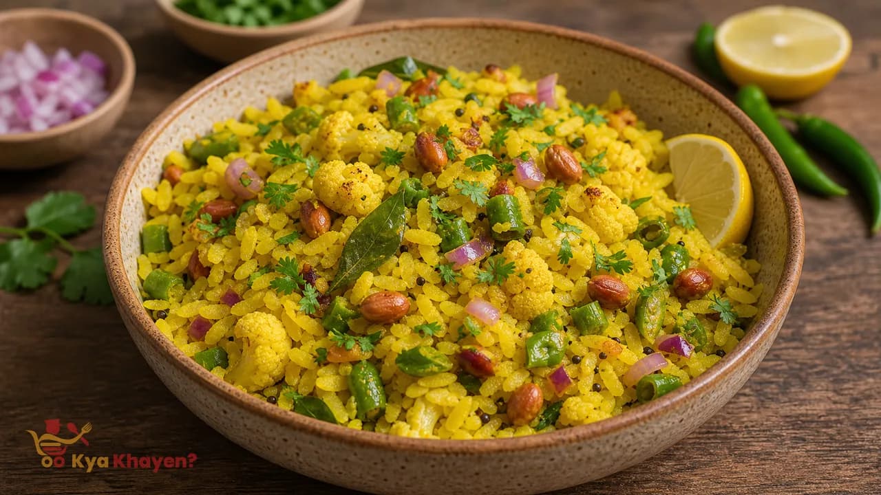 Poha (Add Chopped Onions, Beans, Cauliflower and Peanuts)